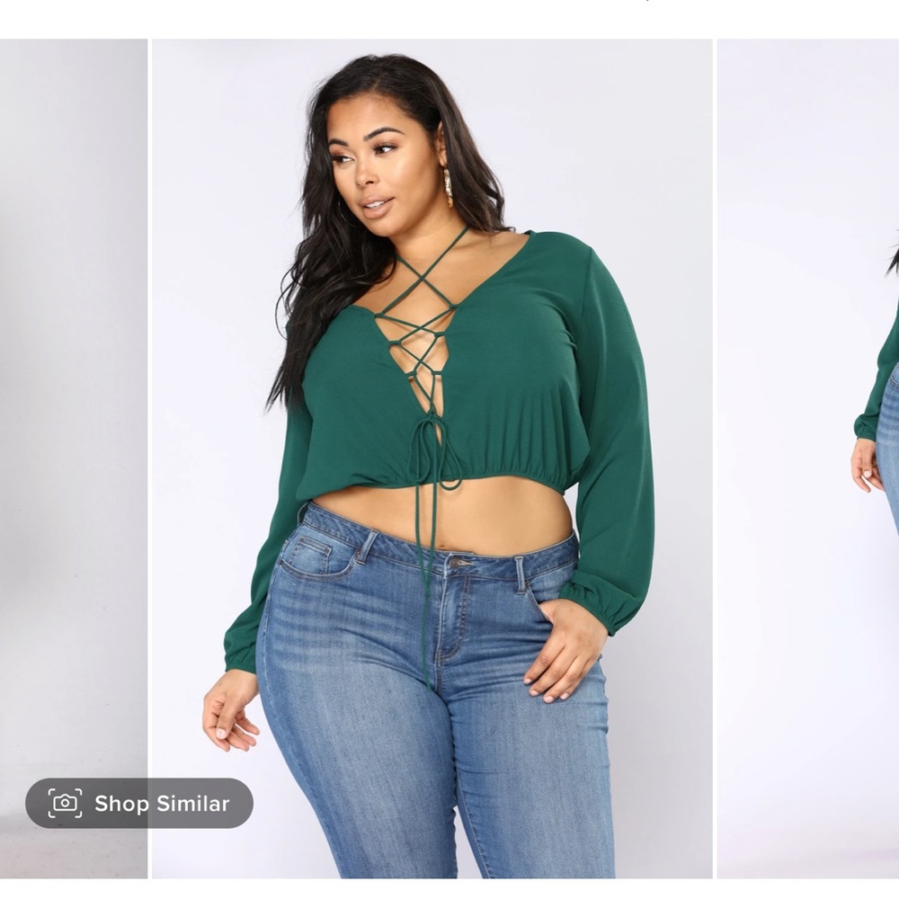 Fashion nova - round and round we go top - hunter green - 2X